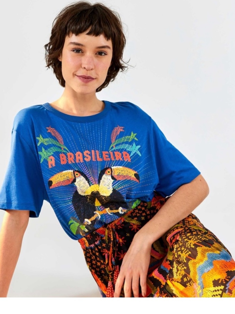 FARM Rio A Brasileira blue women cotton t shirt
